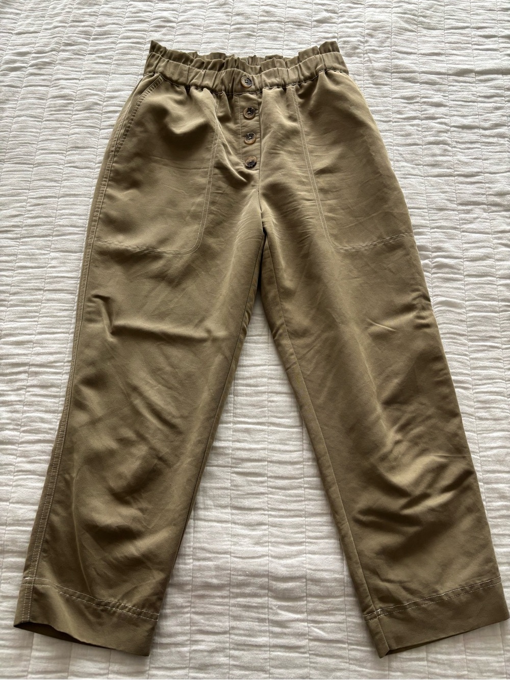 Zara Olive Tan Button-Fly Chinos